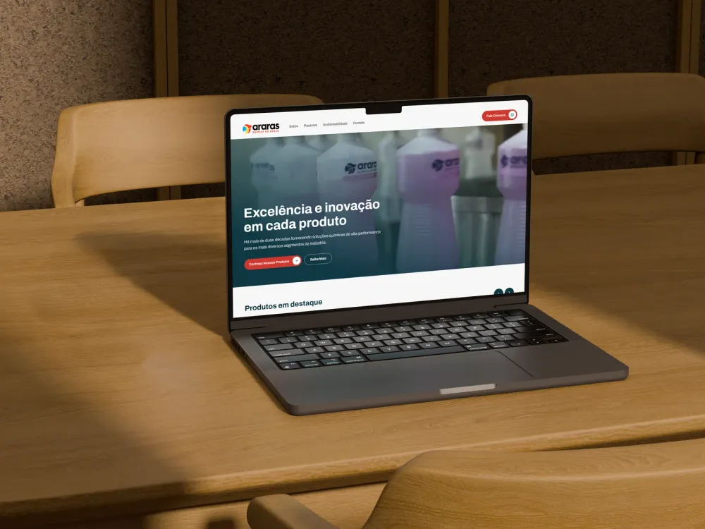 Página inicial do site da Araras Química do Brasil