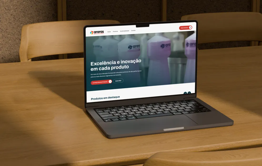 Página inicial do site da Araras Química do Brasil