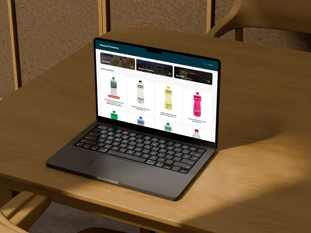 Catálogo de produtos organizado por linha