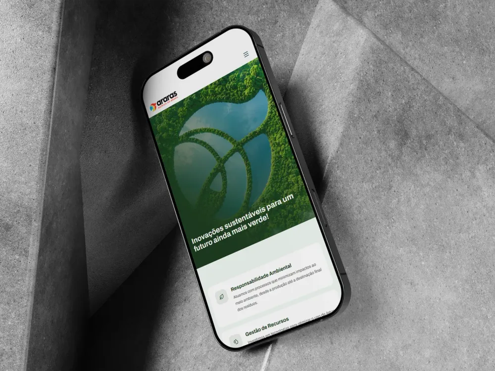 Página de sustentabilidade no celular