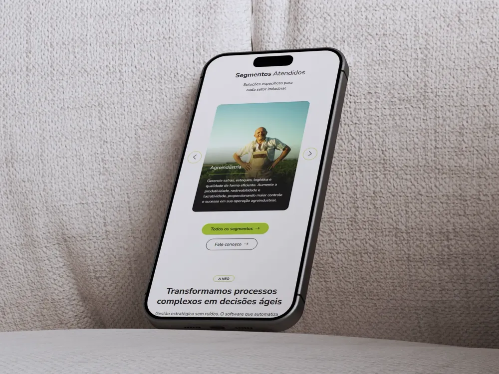 Carrossel de segmentos atendidos no celular